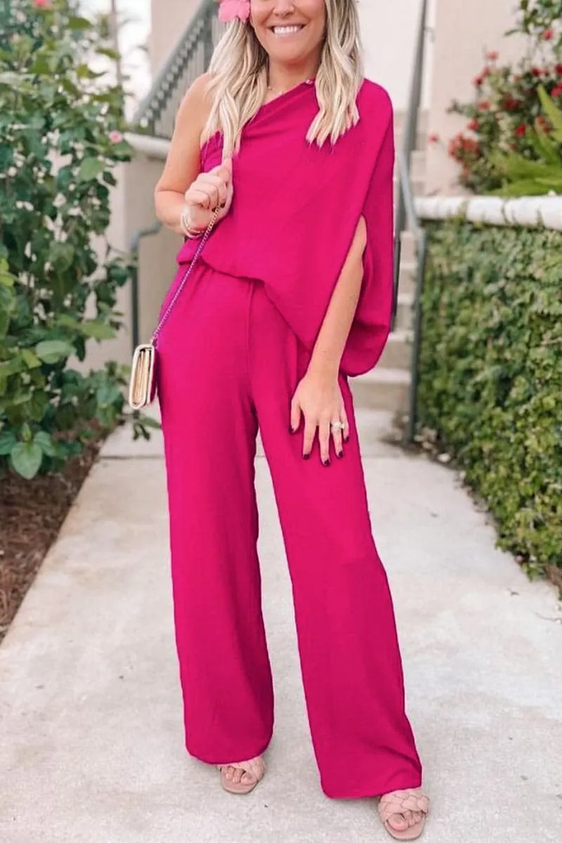 JB042 One Shoulder Casual Jumpsuits