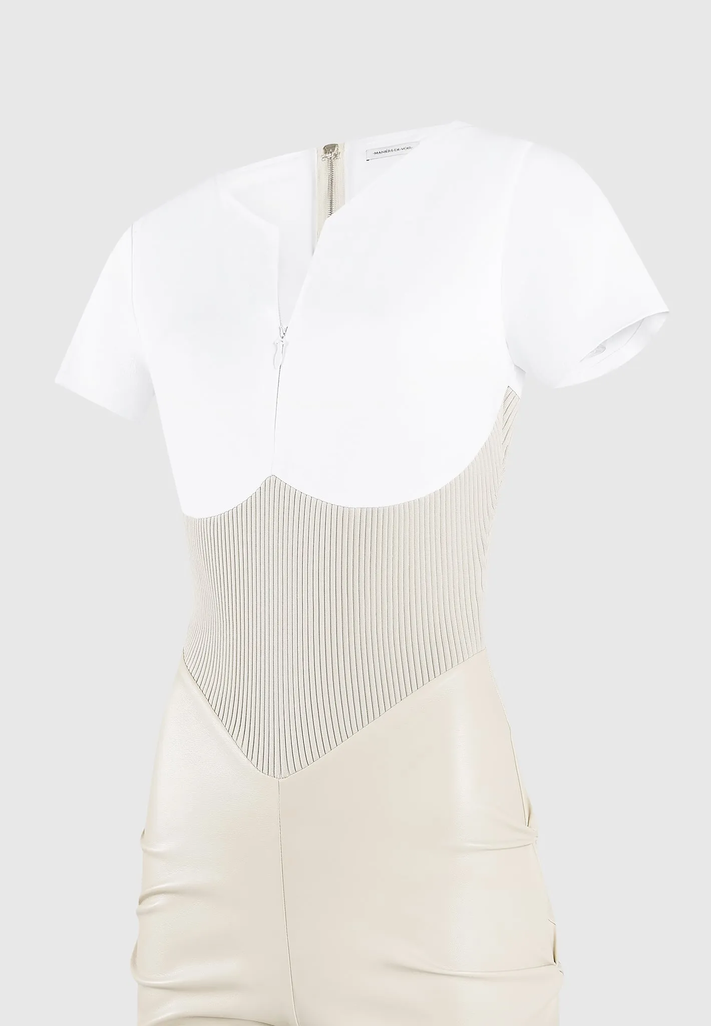 Tacked Leather T-Shirt Jumpsuit - Beige
